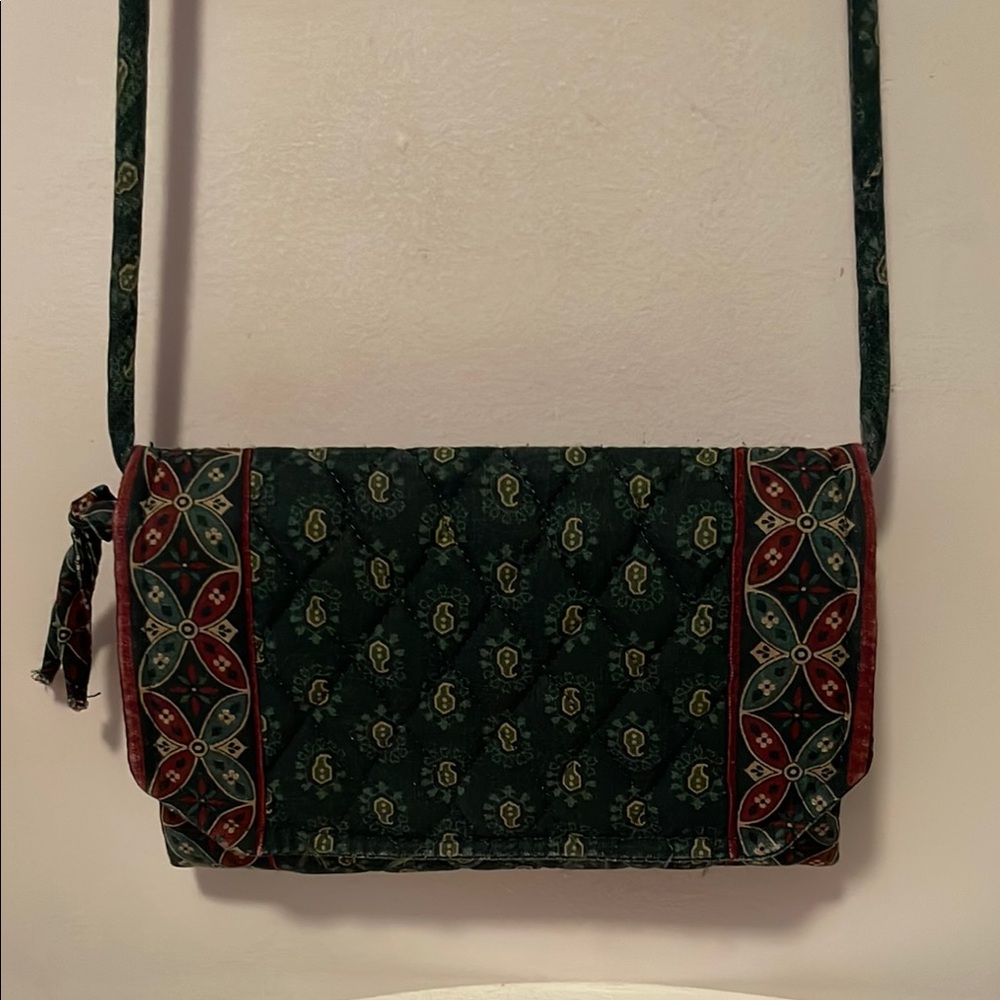 Elegant Green and Red Patterned Women's Bag